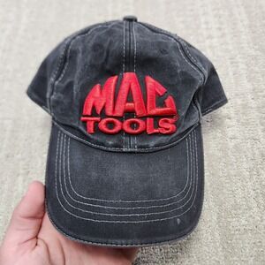 Mac Tools Hat Mens Black Faded Red Embroidered Logo Adjustable Strapback Cap